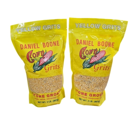 Daniel Boone Fresh Coarse Stound Ground Yellow Corn Grits 2-2 Pound Resealable Bags