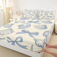 thumbnail image 4 of Erosebridal Girls Blue Ribbon Bow Full Size Sheets 4-Piece,Ocean Seashell Bed Sheets for Teens Women,Ultra Soft Home Decor, 4 of 5