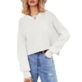 thumbnail image 3 of Women'S Oversized Batwing Sweaters Fall Outfits Trendy Crewneck Knit Side Slit Fashion Pullover Tops White M, 3 of 10