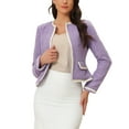 thumbnail image 1 of BLAZER CORTO DE OFICINA ABIERTO DE TWEED A CUADROS PARA MUJERES INSPIRADOR CHIC S PÚRPURA, 1 of 6