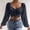 Navy, variant on TASICA Hot Pink Women's Crop Tops V Neck Mesh Front Ruched Blouses Long Sleeve Solid Color Drawstring Tops Soft Lightweightss Cool Blouses 2026 Trendys Clothe