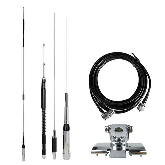 Quad-Band Mobile Ham Antenna for CB/VHF/UHF/GMRS with 16ft Cable & Mount
