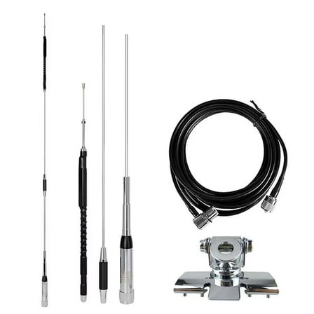 Quad-Band Mobile Ham Antenna for CB/VHF/UHF/GMRS with 16ft Cable & Mount