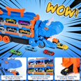 thumbnail image 3 of de Camión de Dinosaurios para Niños, Camión de Transporte Plegable con 18 Coches, Camión de Carreras Transformable con Dos Pistas, Coche Devorador de Dinosaurios, Regalo para Niños 3-8 Años, 3 of 7