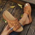 thumbnail image 6 of Dakaela Women's Platform Wedge Sandals Floral Hollow out Orthopedic Slip on Slides Casual Outdoor Walking Summer Beach Shoes Brown Size 6.5, 6 of 9