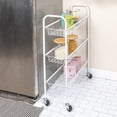 thumbnail image 3 of Household Essentials 3-Tier Slim Storage Cart, Heavy-Duty Steel Frame, Smooth Casters with Locks, Powder Coat Finish, Arched Handles, Easy to Assemble, Modern, Compact, White, 3 of 7