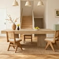 thumbnail image 3 of 31.5'' Square Dining Table for 4 – Modern Farmhouse Style with Wooden Pedestal Base – Compact Table Ideal for Dining Room, Living Room, Apartment, 3 of 6