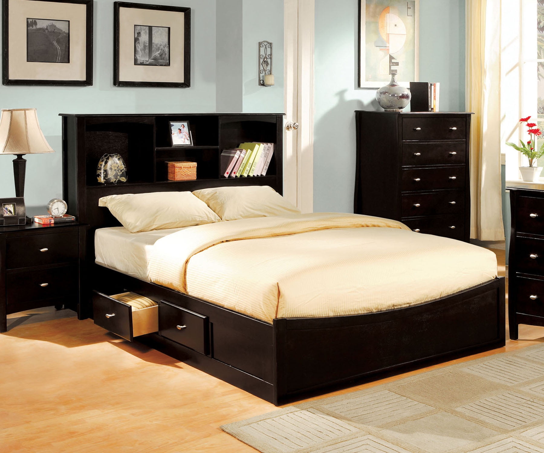 full size bed frame with headboard and mattress