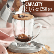 Lav Vega Clear Glass Coffee Tea Mugs Set of 6, Teacups with Handle, Coffee Service Set, 8.5 oz