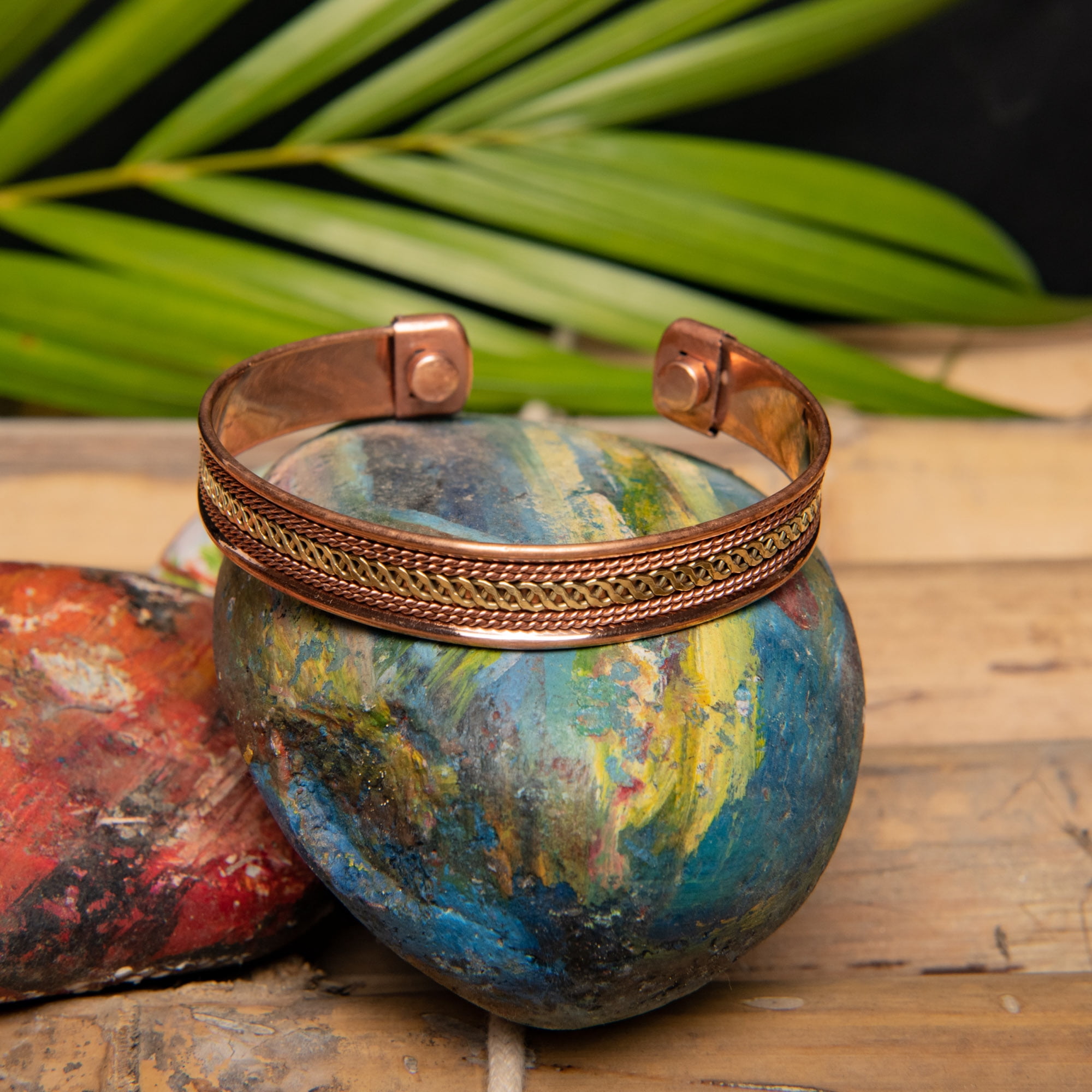 Wonder Care Pure Copper Bracelet for Gift for Women and Men Adjustable Copper Bracelet for Gift for Men Magnetic Copper Kada with 2 Magnets