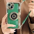 thumbnail image 2 of Phone Cases for iPhone 12 Pro, Cute Camera Design, 3D Vintage Camera Cover Phone Case with Wrist Strap & Long Lanyard (Green, iPhone 12 Pro)…, 2 of 14