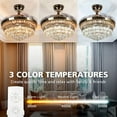 thumbnail image 3 of KPIBEST 42 inch Retractable Ceiling Fan Light with Remote Control French Gold Finish Fixtures, Modern Europe Luxury Crystal Chandelier Fans with 3 Lights Changes for Bedroom Living Room Restaurant, 3 of 7