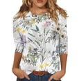 thumbnail image 1 of Camisas de manga 3/4 para mujer Camisetas con estampado lindo Blusas Casual Tallas grandes Tops básicos Jersey verde menta / XL, 1 of 9