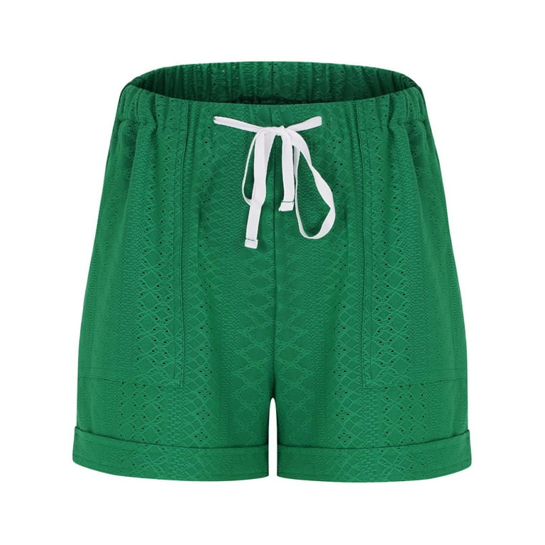 Puyaiuu New 2025 Womens Shorts Plus Size Trendy Solid Shorts High