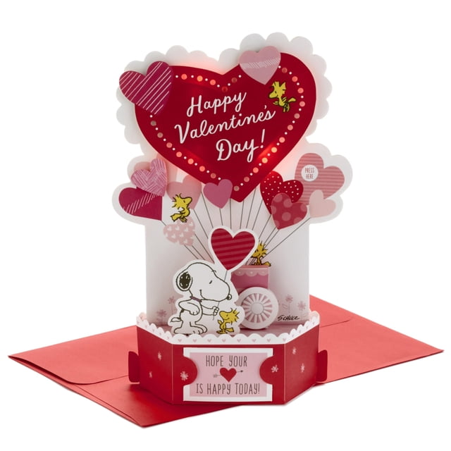 Tarjeta pop-up de San Valentín Hallmark Snoopy con música 17 x 24 cm