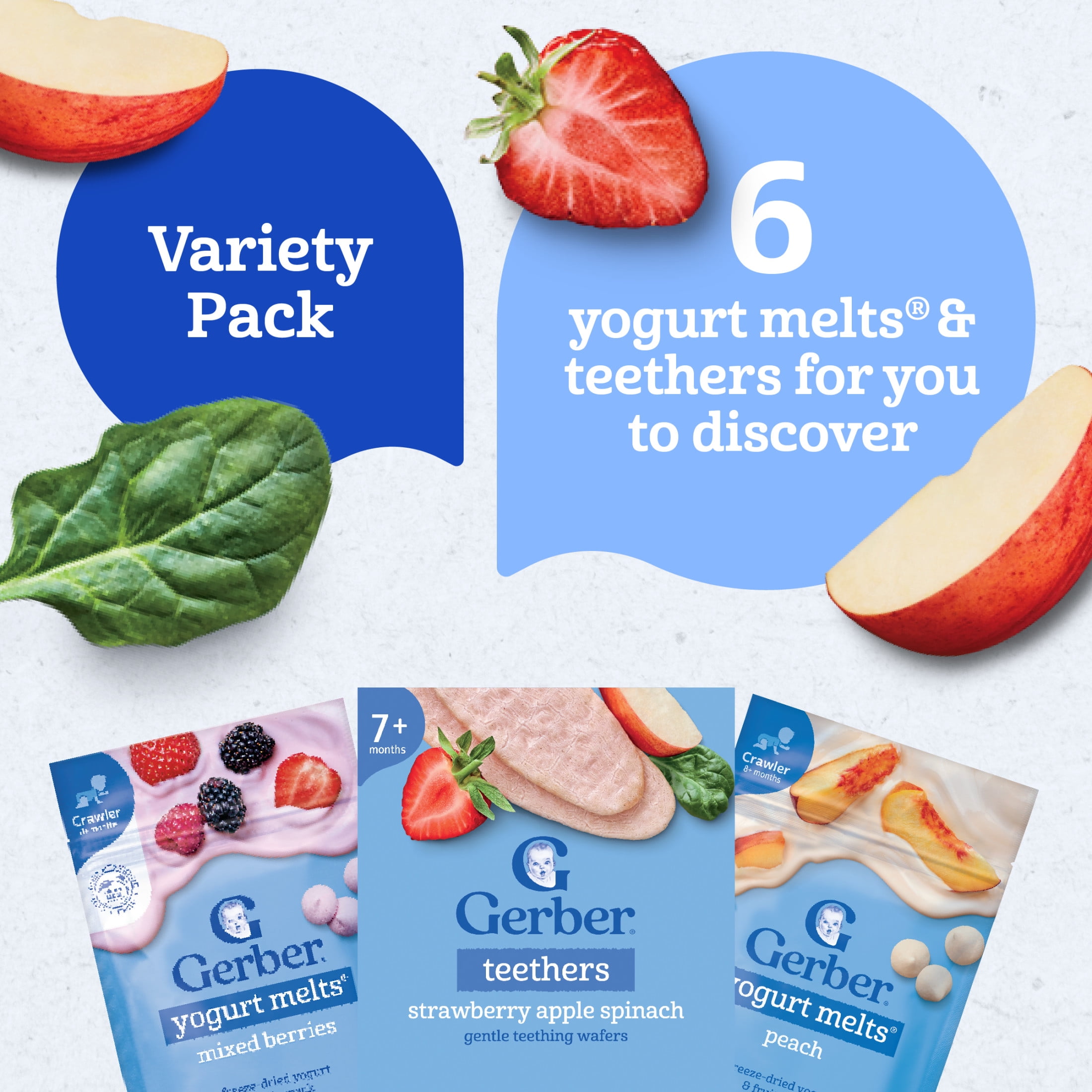 Gerber Stage 3 Baby Snacks Discovery Pack, Yogurt Melts, Teething Wafers, 6PK 7.4 oz