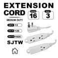 thumbnail image 2 of Cable de extensión EP de 3 pies y 3 salidas 16/3 SPT-3 para interiores, blanco, paquete de 2, 2 of 7