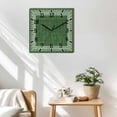 thumbnail image 3 of Green Geometric Wooden Wall Clock Silent Non Ticking, White Greek Key Design Burlap Modern Art Square Wall Clocks Battery Operated, Decor Clock for Home Office, Living Room, Kitchen, 12 Inch, 3 of 9