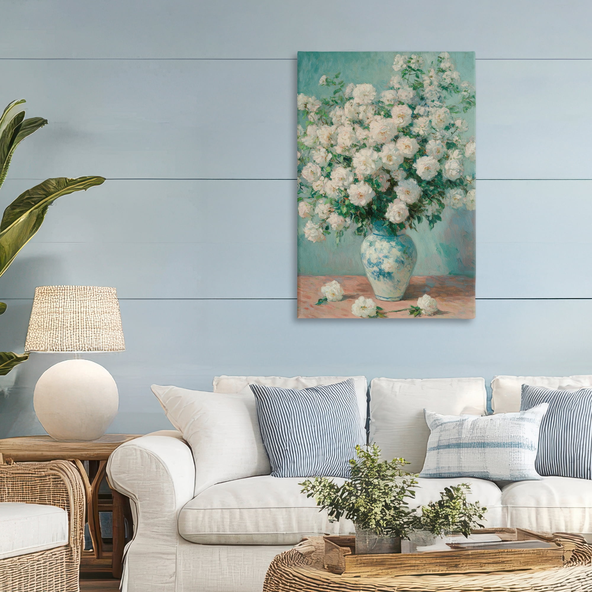 Stupell Industries Lush Bouquet of White Roses Canvas Wall Art, design by Petal Prints Design