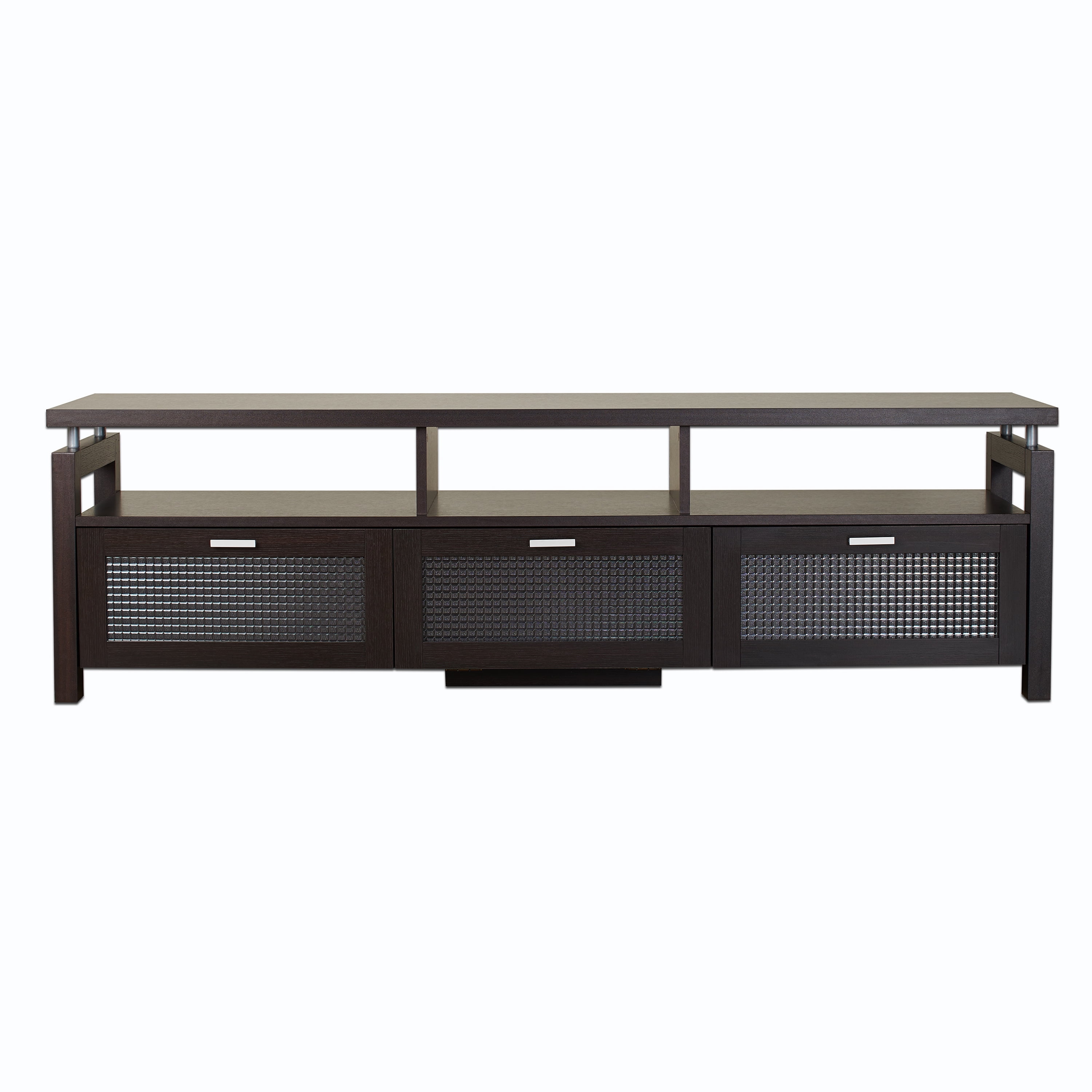 Elm Wood 3-Cabinet TV Stand Console, Espresso