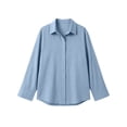 thumbnail image 5 of IUYRTFE Women Long Sleeve Button Down Top and High Waist Ruffle Shorts Set Casual 2 Piece Outfit, 5 of 9