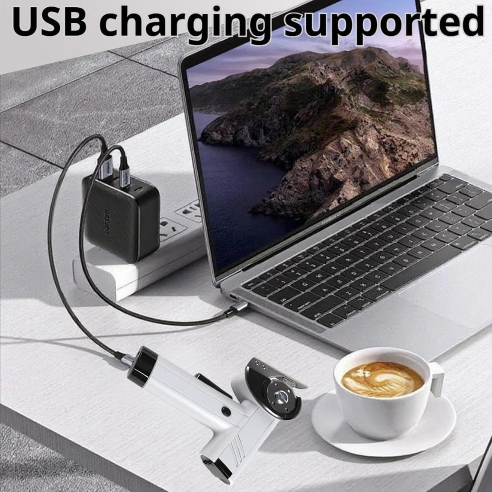 Rechargeable High-Speed Cardboard Cutter, Cordless Electric Scissors for Cardboard, Cordless Box Cutter with 2 Blades, Cloth Bag, USB Type-C, Rotary Cutting, Heavy Duty Power(White)