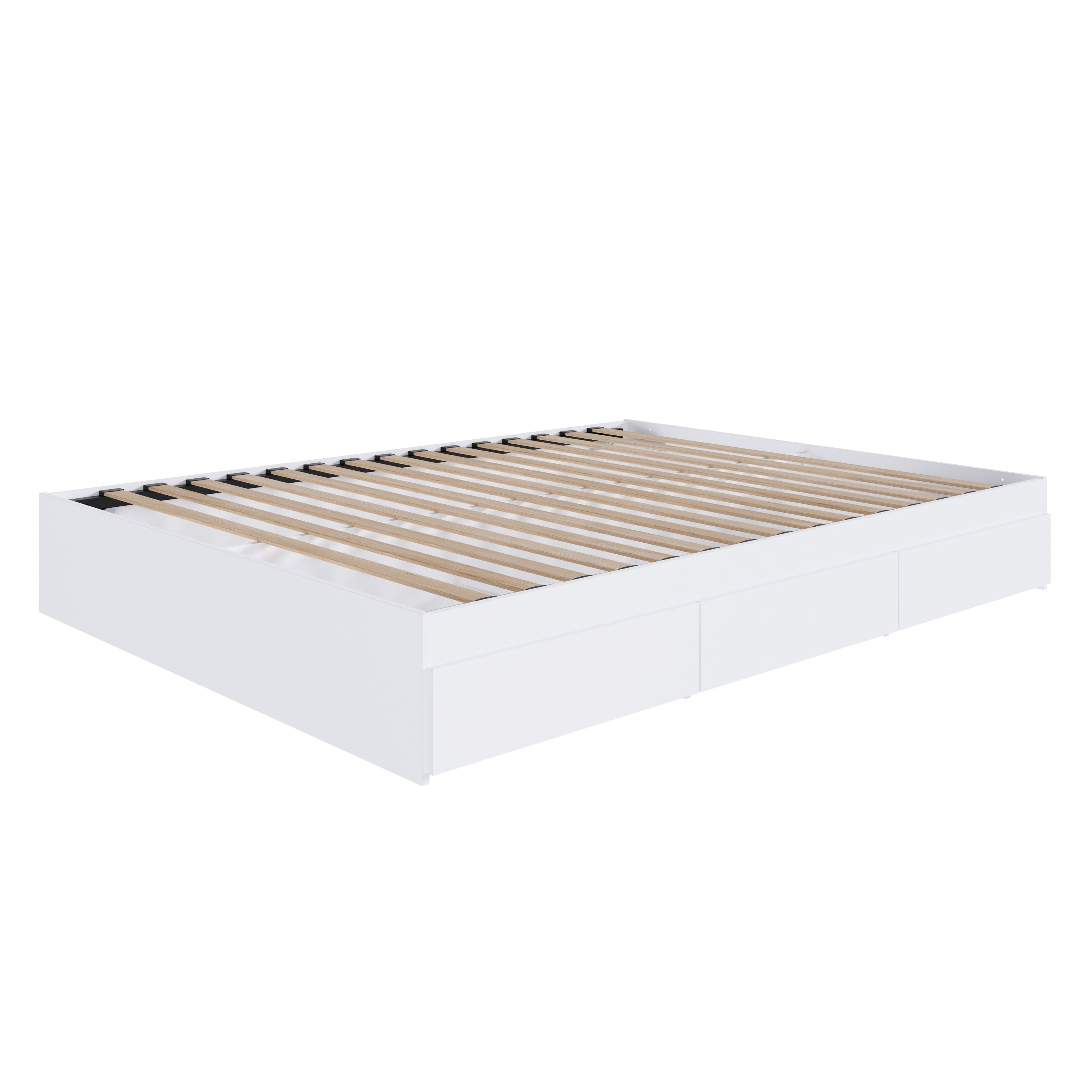 Nexera Queen Size Storage Wood Bed Frame with 3 Drawers, White