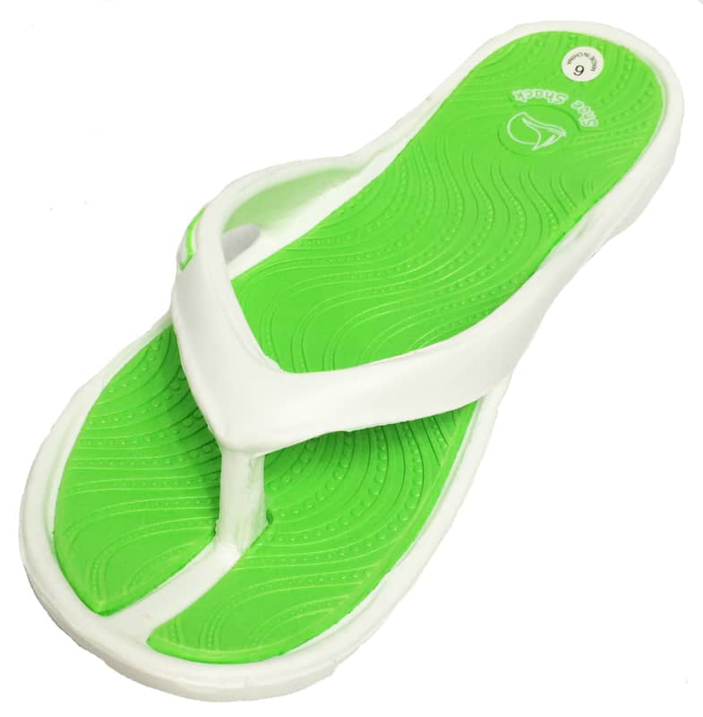 womens green flip flops