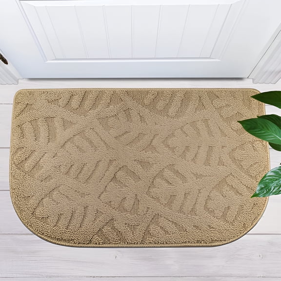 DERONA 17"X28" Indoor Doormat Front Door Mat, Low-Profile Machine Washable Kitchen Rug Absorbent Mud Half Round Entrance Mat for Entryway, Patio, Bedroom