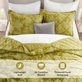 thumbnail image 3 of IR Imperial Rooms 3-Piece Velvet Bedspread Set, Floral Ultrasonic Embossed Quilt, Queen, Ochre (Pack of 2), 3 of 8