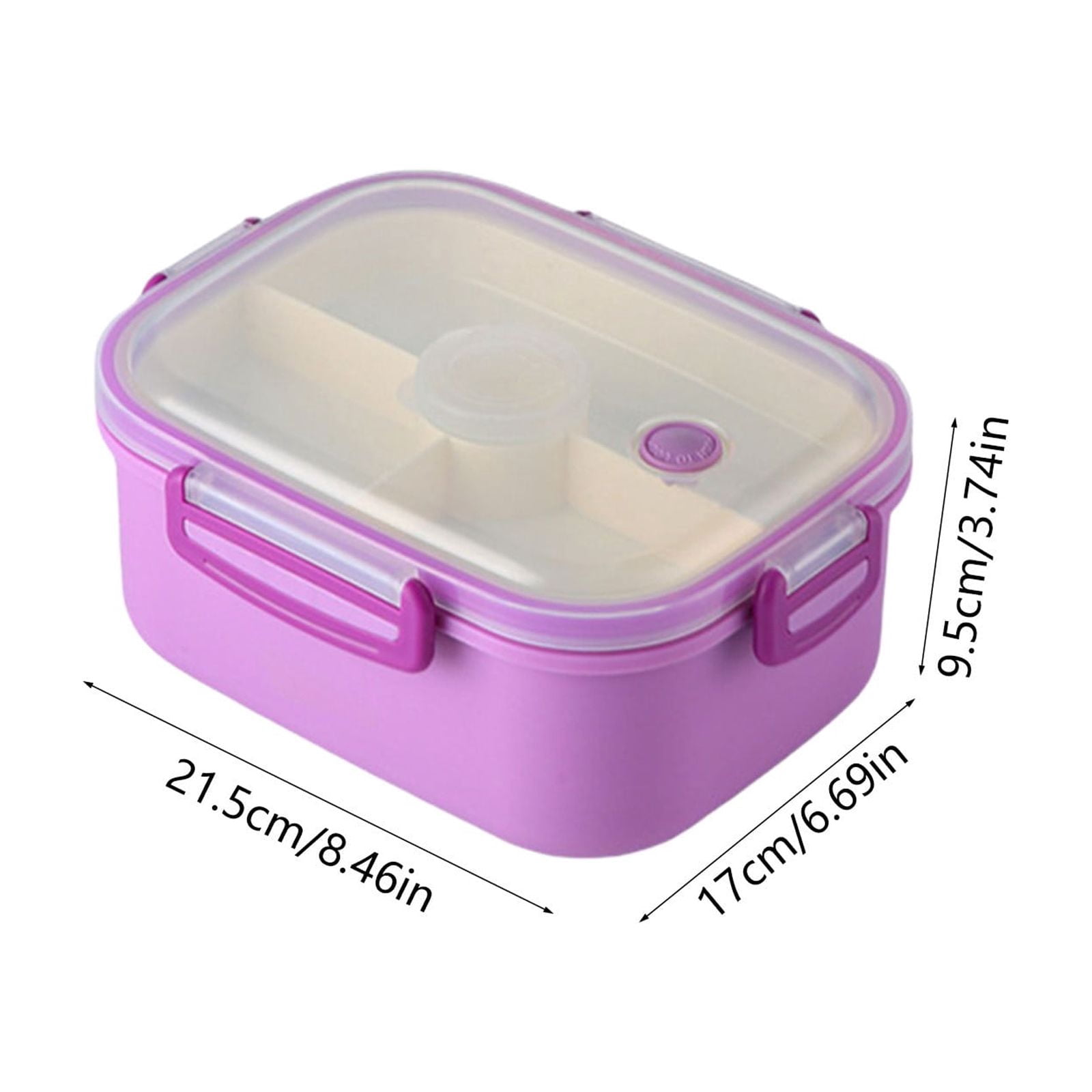 Rijanmt 304 Stainless Steel Lunch Box With 1 Fork & Knife,50.7 Oz Large Food Storage Container With 4-Compartments-Lid,Reusable Divided Meal Prep Box For Home Work Travel,Adults Students Use,Purple