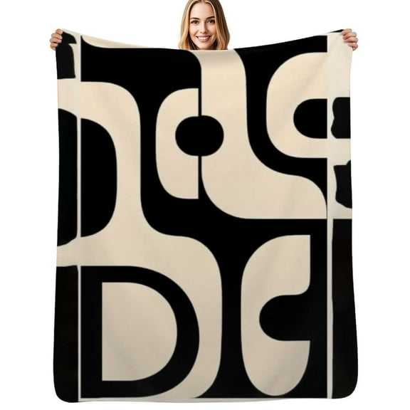 Abstract black beige artwork Flannel Blanket Warm Soft Bedding Throws Winter Camping Chair Sofa Bed