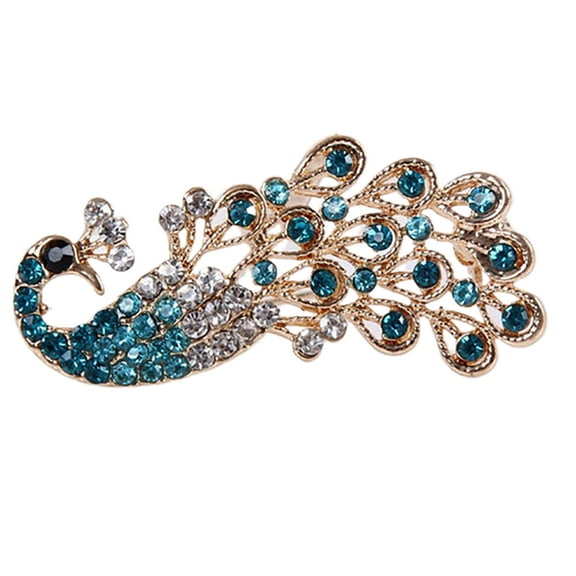 Ayyufe Brooch Pin Shiny Lovely Women Fashion Peacock Shape Collar Pin for Wedding
