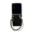thumbnail image 4 of for Motorola Razr 60 Ultra / Ultra 2025 Glitter Case with Plating Frame & Pearl Chain Strap, Luxury Shockproof Drop Protective Lightweight Ultra Slim Anti-Scratch Cover for Women Girls - Black, 4 of 5