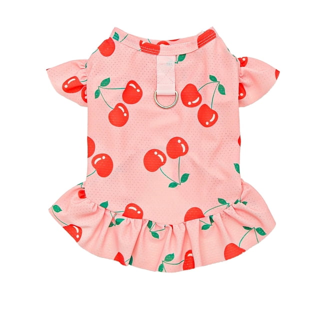 Ropa para Perros Vestido Floral de Mascota de Seda de Hielo, Traje de Perro de Gato, Traje de Gato Fresco Floral de Verano
