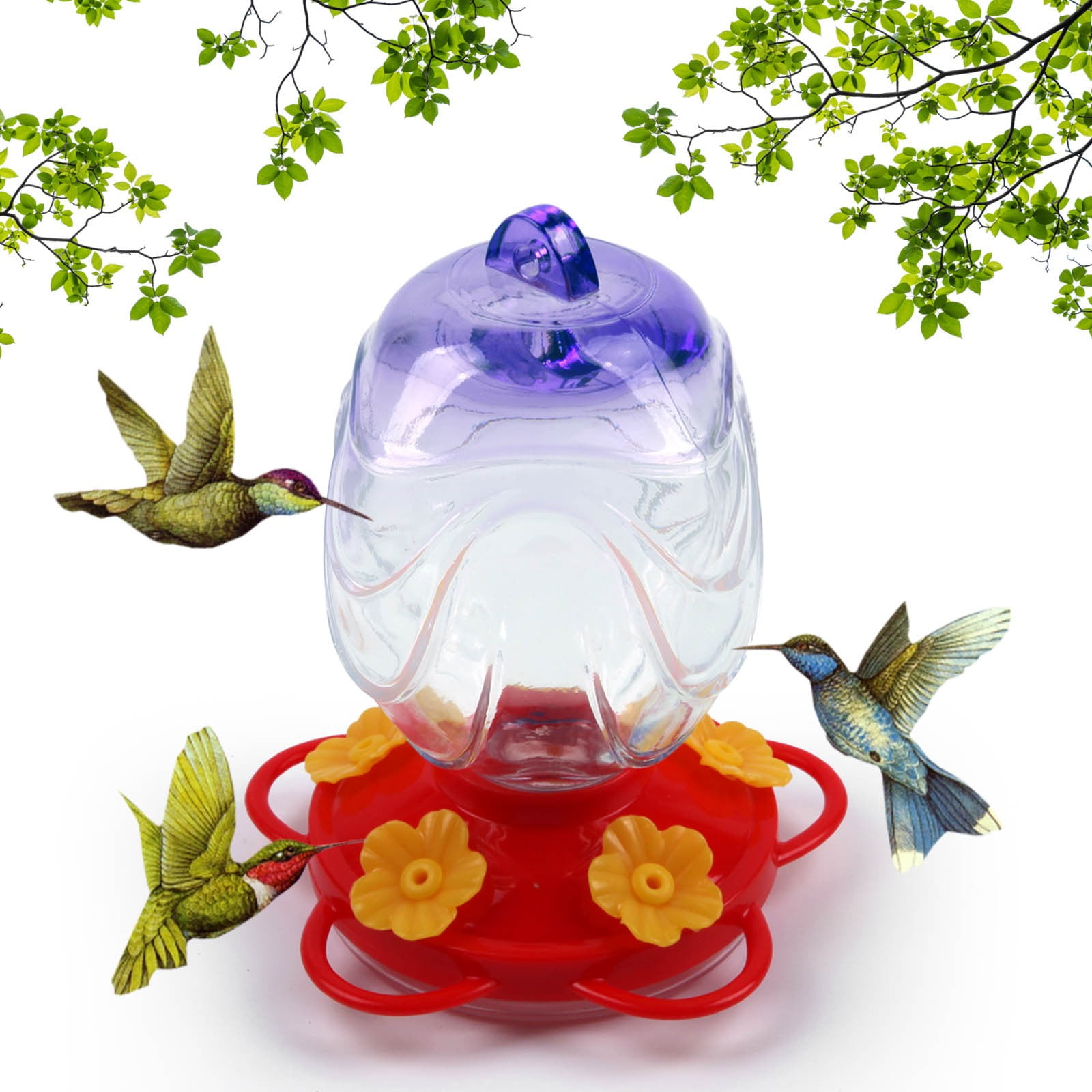 Wild Bird Feeders,Bird Feeders for Outdoors,Glass Feeder Stained Glass Hummingbird Feeder Feeder,Window Bird Feeders for Outdoors,Bird House Pole for Garden Yard Decoration