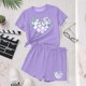 thumbnail image 5 of Vestido de manga corta para niños Día de San Patricio impreso de dos piezas Conjunto de cuello redondo con pantalones cortos, blusa de manga corta, 5 of 6