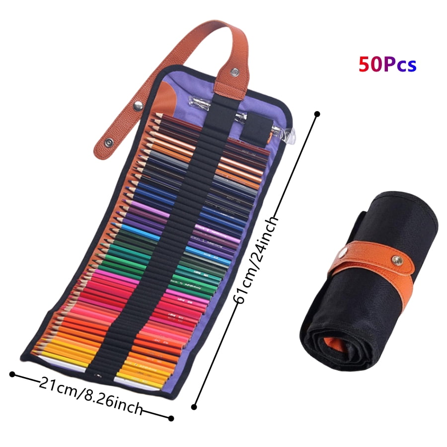 50/72 Colored Oil Based Colored Pencils Set, with Canvas Roll-Up Case - Perfect for Adult Coloring, Drawing, Sketching, and Crafting