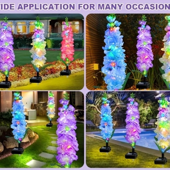 Solar Powered Hyacinth Flower Light, Solar Garden Patio Yard Decor, Color-Changing, Waterproof, Energy-Efficient, and Durable Outdoor Decoration, for Lawn, Path, Courtyard Garden