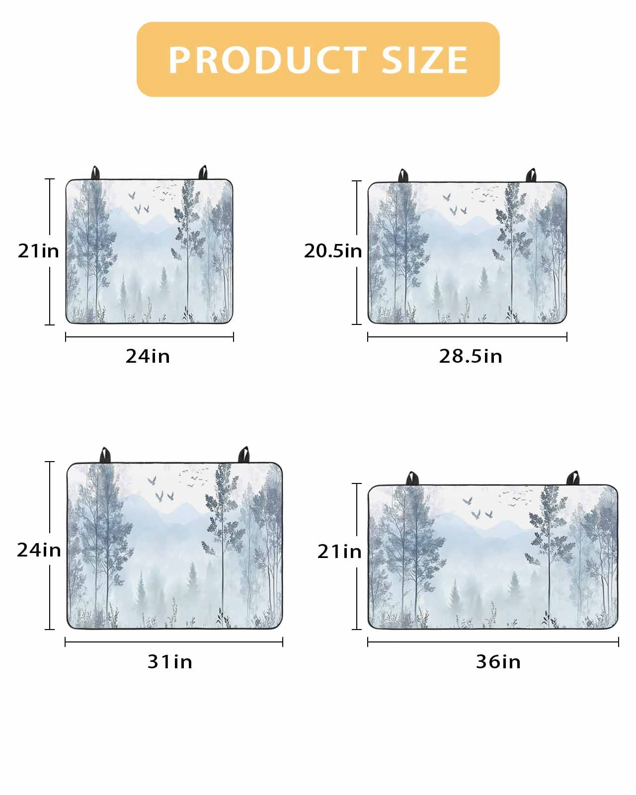 nqOlkjepod Large Induction Cooktop Protector Mat 24"x21", Ombre Forest Grey Stove Top Covers for Electric Stove, Mountain Watercolor Branches Stove Burner Cover Mats, Glass Top Stove Cover