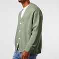 thumbnail image 4 of Lumtrix Mens Cardigan Sweater Textured Waffle Knit Long Sleeve Open Front Tops Lightweight Casual Button Down Cardigan Light Green S, 4 of 5