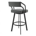 thumbnail image 2 of Scranton 26" Swivel Modern Black Metal and Slate Gray Faux Leather Barstool, 2 of 8