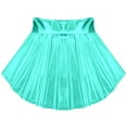 thumbnail image 4 of YONGHS Kids Girls Shiny Metallic High-Low Pleated Flare Skirts Dance Athletic Scooter Skater Skort Lake Green 14, 4 of 5