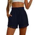 thumbnail image 5 of cocolona Womens Summer Casual Lace Beach Shorts Ruffled Elastic Waist Drawstring Wide Leg Shorts with Pocket, 5 of 5