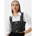 thumbnail image 2 of Crop Tweed Shirt Puff Sleeve Button Detail Double Fabric, 2 of 7