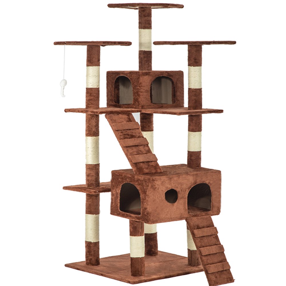 Cat Tree Cat Scratcher for Large Cats, 73" H, Brown