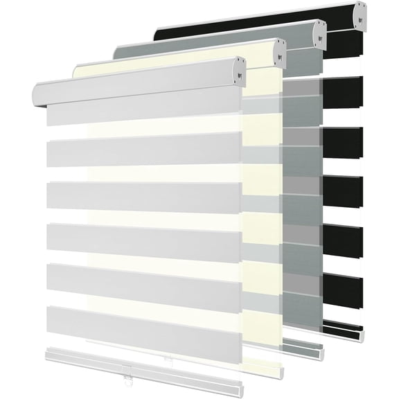 Cordless Zebra Blinds for Windows, Custom Sizes, Blackout Blinds for lndoor, Light Control, Easy to Instal, UV Protection, for Home, Offices and Door, Roller Shades, White, 72" W x 56" H