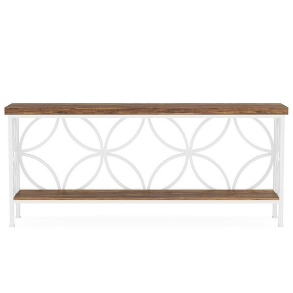YYAo Console Table, Entryway Table, Console Sofa Table,2-Tier Console Table, 70.9" Industrial Sofa Table Behind Couch,White