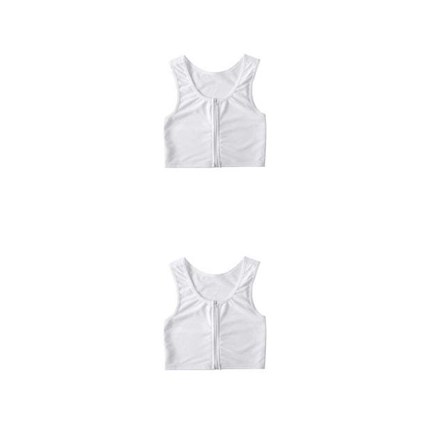 Minnieouse Tank Top Chaleco Camisa Pecho Trans Elástico Deportes Ropa Interior Vendaje Reforzado Corsé Corto Transpirable Mujer Blanco XL Blanco SG 2piezas