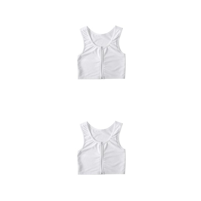 Qarigey Tank Top Breast Chaleco Camisa Pecho Binder Trans Ropa interior Fortalecer Vendaje Reforzado Corto Mujer Blanco Blanco L 2piezas